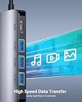 USB C Hub Adapter, Vilcome 8-in-1 USB C Adapter with 4K HDMI, 1Gbps Ethernet, 3 USB 3.0 Ports, 87W Power Delivery, SD/TF Card Reader for MacBook Pro,Pixelbook, XPS and More