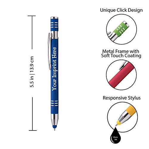 ExpressDesigns™ - Soft Touch Custom Pens with Stylus Personalized Metal Printed Name Pens - Black Ink - Imprinted Message of Choice - 12 pcs/pack (Pink) - Thumbnail 2