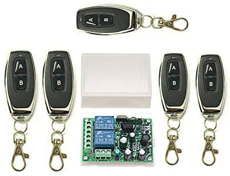 5 x 2CH 433 MHZ Mando a distancia inalámbrico con canales/interruptor remoto + 1 receptor, para ventanas, entradas, puertas de garaje, sistemas de alarma.