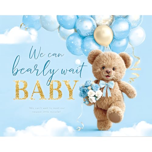 Fondo Teddy Bear Azul para Baby Shower 8x6 pies miniatura 7