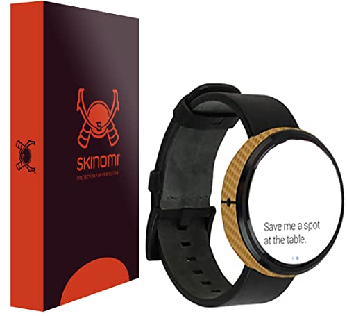 Skinomi Gold Carbon Fiber Full Body Skin Compatible with Motorola Moto 360 (1st Gen, 2014)(Full Coverage) TechSkin with Anti-Bubble Clear Film Screen Protector