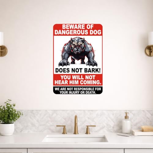 Image of Zesta Bathroom Decor Items Washroom Decor Tin Sign | Aesthetic Posters Wall Poster for Bedroom | Magnetic Cafe Decoration Items / Restaurant Decorations Items | Quirky Home Decor Bar Accent (Beware of Dogs)