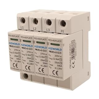Scaricatore Di Sovratensione Modulare, SPD Tipo 1+2 T1+T2 B+C, 3P+N Da 4 Moduli DIN, 25kA-50kA 12,5kV AC275V, IP20 IEC61643-11