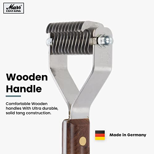 Mars Coat King De-Matting Undercoat Grooming Rake Stripper Tool For Dogs And Cats, Stainless Steel With Wooden Handle For Thick Coats, 12-Blade Stripper For Groomers, Pet Owners #TOP3