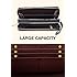 Lyrovo Purse Clutch Wallet for Women - PU Leather Double Zip Card Coin Holder with Wrist Strap