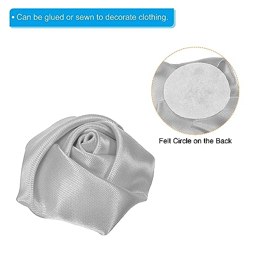 PATIKIL 1.6" Satin Ribbon Roses, 50 Pack Artificial Flowers Roses Heads Handmade Fake Flowers Fabric Flowers for Crafts Wedding Bouquet, Grey - Image 4