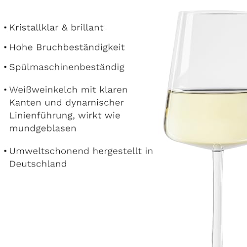 Foto von Stölzle Lausitz Weißweingläser Power 6er-Set 400 ml – Moderne Weingläser für maximale Aromaentfaltung von Weißwein – Edler Weißweinkelch aus Kristallglas – Spülmaschinen- & Stoßfest, Made in Germany
