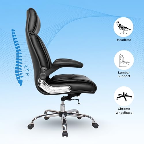 Image of Lakdi The Furniture High Back Director Office Chair Ergonomic Leatherette Executive Chair with Adjustable Armrests, Comfortable Desk Chair for 5-Year Warranty & Free Assembly -111012160 Black