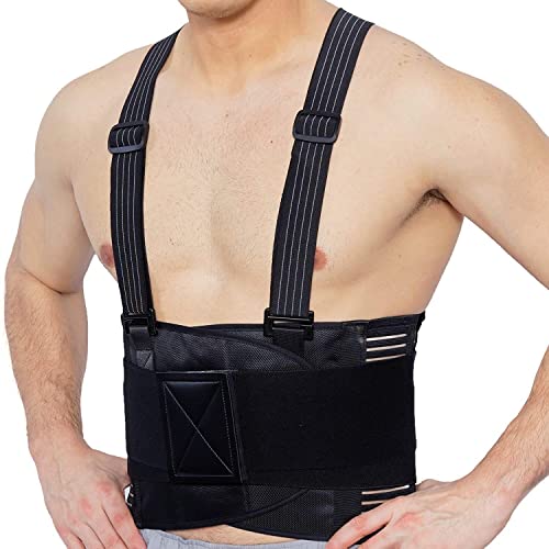 Faja lumbar ajustable con tirantes color carbón talla M para postura y dolor