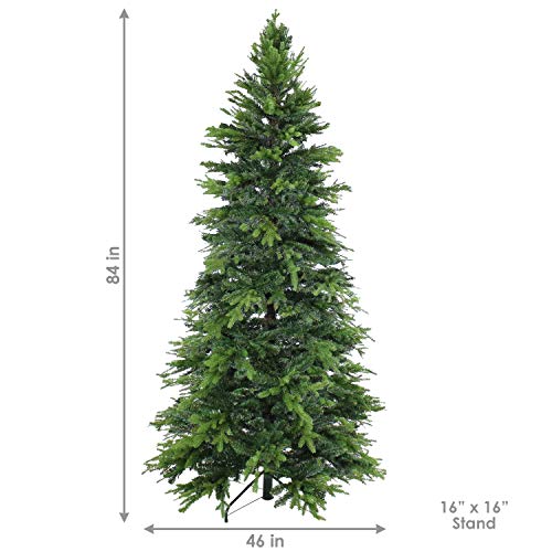 Sunnydaze 7-Foot Tall, Slim And Stately Christmas Tree - Indoor Unlit Pvc Artificial Tree With Metal Stand - Hinged Branches - Thin Profile - Easy To Assemble #TOP2