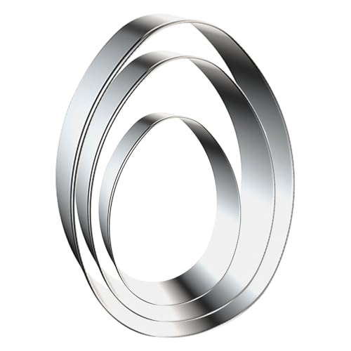 3 Pcs Easter Egg Cookie Cutter Set - 5”,4”,3” Stainless Steel Egg Biscuit Cutter for Baking Fondant Clay Pastry Icing Jewellery, Metal Circle Eggs Shaped Pastry Cutter for Kids Cooking