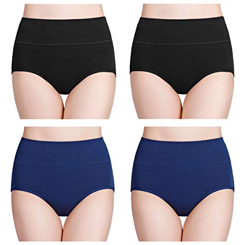Image of wirarpa Women's Cotton Underwear High Waist Full Coverage Brief Panty Multipack