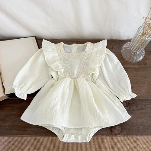 Autumn Newborn Infant Baby Girls Romper Skirt Muslin Long Sleeve Lace Princess Rompers3