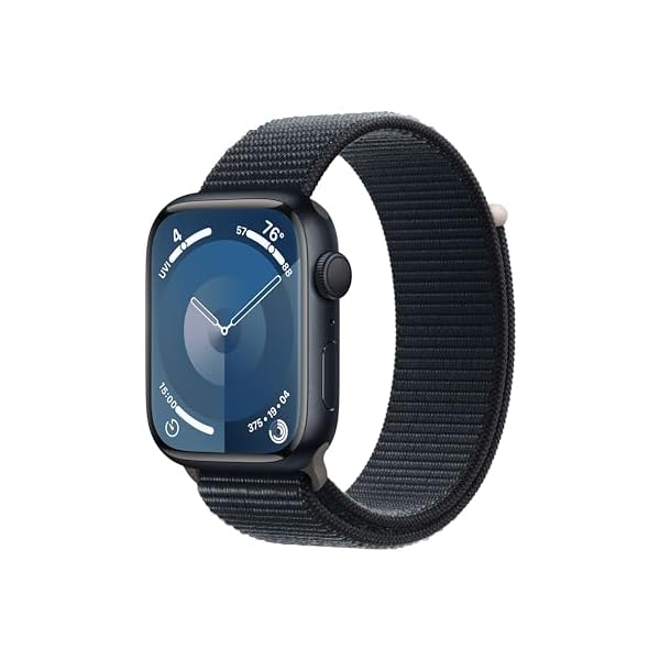 Apple Watch Series 9 [GPS 45mm] Smartwatch with Midnight Aluminum Case with Midnight Sport Loop One Size. Fitness Tracker, ECG Apps, Always-On Retina Display, Carbon Neutral