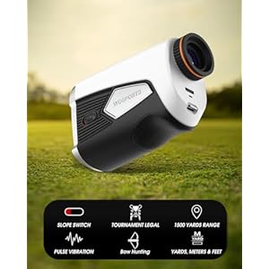 WOSPORTS Golf Rangefinder with Slope, 1500-Yard Pin Lock Vibration Range Finder(Feet/Meters/Yards), 7X Magnification, Magnetic Mount, Rechargeable WOSPORTS Golf Rangefinder with Slope 1500 Yard Pin Lock Vibration Range FinderFeetMetersYards 7X Magnification Magnetic Mount Rechargeable