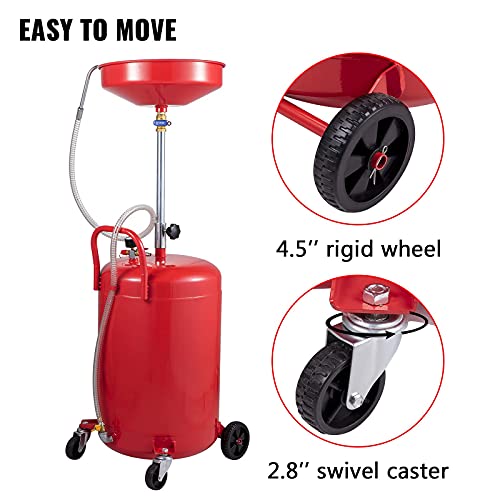 VEVOR-Waste-Oil-Drain-Tank-20-Gallon-Portable-Oil-Drain-Air-Operated-Drainer-Oil-Change-Oil-Drain-Container-Fluid-Fuel-Transfer-Drainage-Adjustable-Funnel-Height-with-Wheel-for-Easy-Oil-Removal