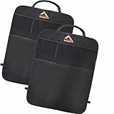 Car Kick Mat, Set of 2 Seat Protector Mats for Car Upholstery, Black, by InsideSmarts