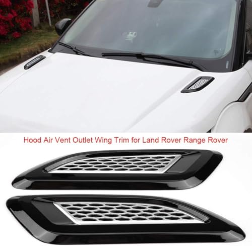 Image of Ventilation Grille Inserts for Front Windscreen, Car Hood Vent Exterior Outlet Wing Trim, Side Intake Scoop Turbo Bonnet Vent Cover Decor Scoop, Black
