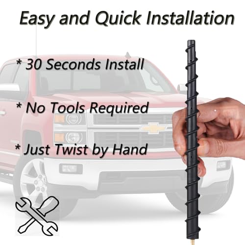 Image of 13 inch Spiral Rubber Antenna Compatible with Chevy Silverado 1500 & GMC Sierra Trucks, Internal Copper Coil for Enhanced Reception, 13 inches Chevy Antenna Replacement Accessories