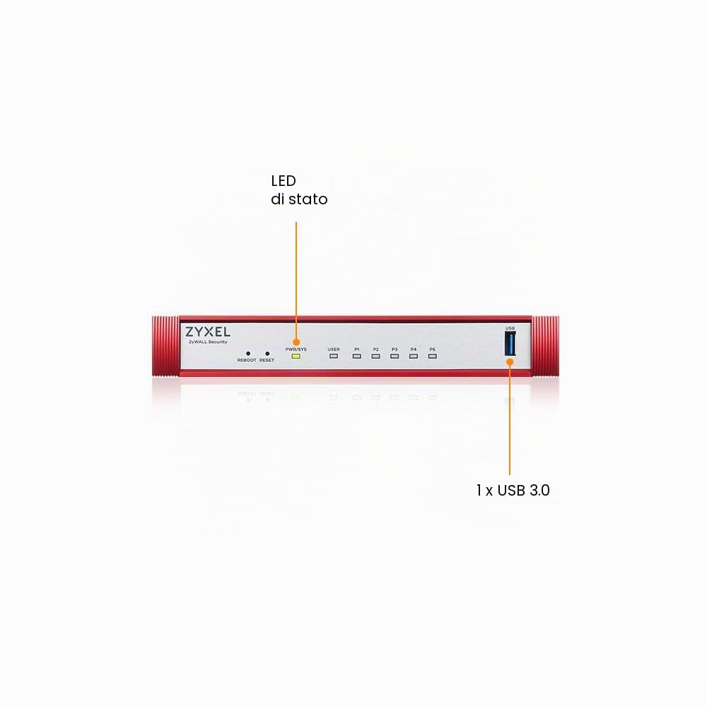Zyxel USGFLEX50H ZyWALL Firewall di Sicurezza Informatica ad Alta Velocità | Solo Hardware | Fino a 25 Utenti | Nebula Cloud | 5x Porte Gigabit, 2 Gbps SPI Throughput, Senza Ventola, Porta Console RJ-45, IPSec/SSL VPN, IPS, Anti-Malware