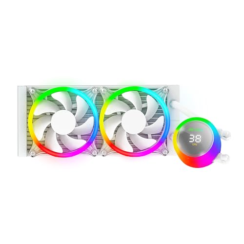 Image of Ant Esports ICE Chroma 240 ARGB 240mm ARGB Liquid Cooler /AIO with CPU Temperature Display - White | Support Intel & AMD CPU Socket AM5, AM4, AM3, LGA1700, 1200, 2066, 1151 | Evaporation-Proof Tubing