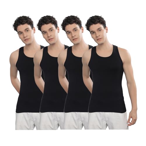 Image of Force NXT Men's Super Combed Cotton Rib Fabric Solid Vest | Round Neck Sleeveless Vest for Men