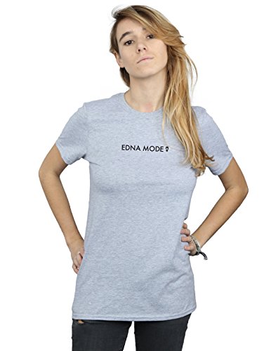 Disney Women's The Incredibles Edna Mode Boyfriend Fit T-Shirt Sport Grey Large