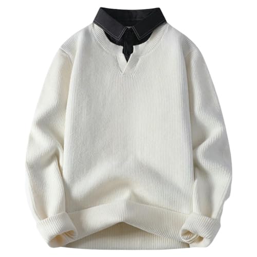 Suéter de punto con cuello de camisa para hombre confeccionado en tejido suave de alta calidad