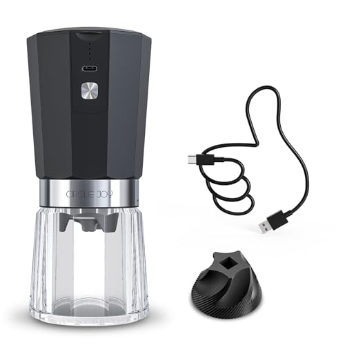 CIRCLE JOY Kaffeemühle Elektrische mit Keramikmühle und Einstellbarer Grobheit, Wiederaufladbare Eine Berührung Kaffeebohn 