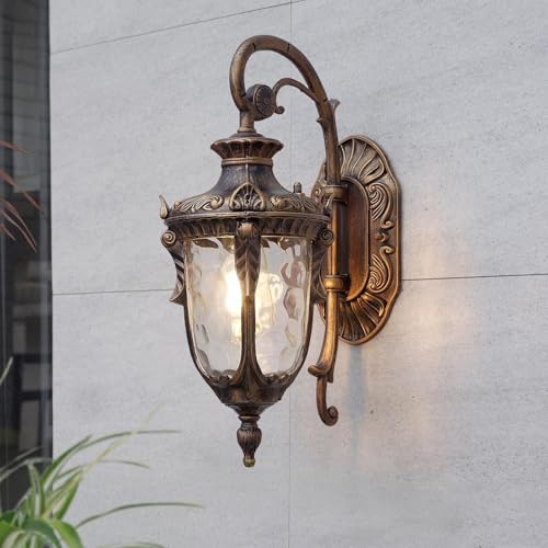 ZenithBeam Wandleuchte Aussen Wandlampe Vintage,Laterne Garten Lampen,Brown Wasserdichte Außenlampe,Aus Aluminium Und Glas Aussenlampe,E27 Lampe,FüR TüR,Haus,Balkon,Garage,Flur,Terrasse