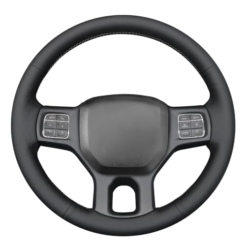 MEWANT Hand-Stitched Steering Wheel Cover for Dodge RAM 1500 2012-2018/1500 Classic 2019-2023/2500 2012-2018/3500 2012-2018/5500 2012-2018, DIY Custom Fit Steering Wheel Wrap for Dodge RAM
