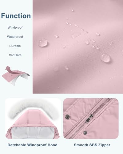 WULFUL Girl’s Winter Parka Coat Long Waterproof Warm Fleece Puffer Jacket4