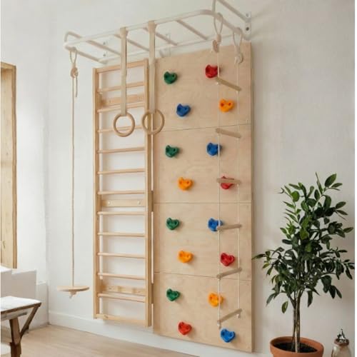 Image of Curious Cub Jungle Gym for Kids Indoor | Kids Gymnastics At Home Gym | Contains Rock Climbing, Wall Climbing for Kids | Ladder for Kids to Play Indoor Fun Activity for Ages 4+