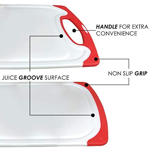 Raj Plastic Cutting Board Reversible Cutting Board, Dishwasher Safe, Chopping Boards, Juice Groove, Large Handle, Non-Slip, Bpa Free (Large (15.75" X 9.45"), Red) #TOP2