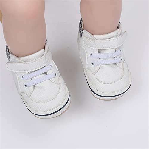 Image of SOFMUO Baby Boys Girls High Top Ankle PU Leather Sneakers Soft Rubber Sole Infant Moccasins Newborn Oxford Loafers Anti-Slip Toddler Wedding Uniform Dress Shoes