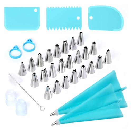 Opiniones de Duya los más solicitados. 41 Kits de 34 Piezas de Boquillas para Manga Pastelera,Stainless Juego de 34 Boquillas de Glaseado, Cake Decoration Tool,Manga pastelera Reutilizable, 3 Espátulas de Repostería