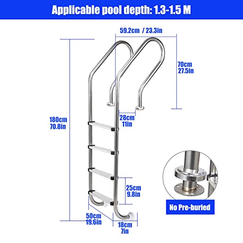 Baranda para piscina en acero inoxidable 4 escalones miniatura 2