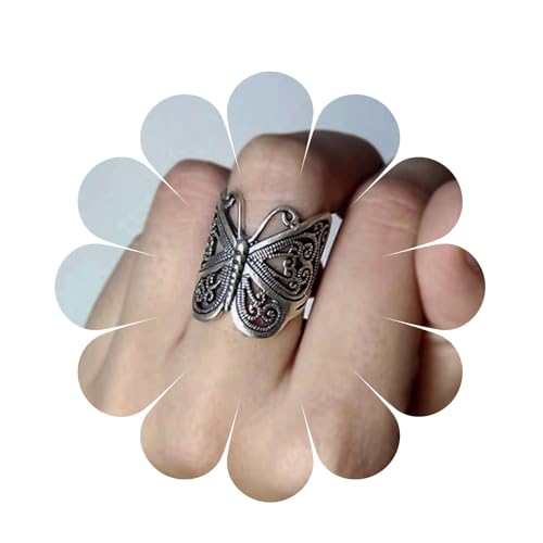 Aneneiceera Vintage Mariposa Envoltura Anillos De Oro De Metal Mariposa Anillos Ajustables Mariposa Dedo Anillos Ajustables Nudillo Mariposa Joyería De La Mano Para Las Mujeres (plata)