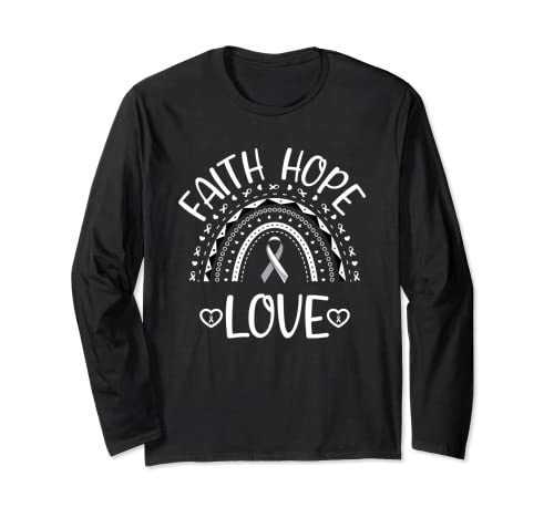 White Ribbon Lung Cancer Awareness Faith Hope Love Maglia a Manica