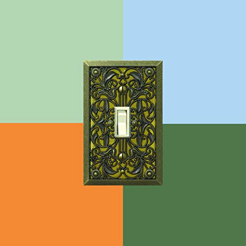 Image of Amerelle 65TAB Filigree Wallplate, 1 Toggle, Antique Brass (Pack of 2)