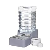 Sfozstra Automatic Lagre Water Dispenser: 9L Dogs Stainless Steel Gravity Light Gray Upgraded Feeder - Two Caps and Filters - Convenient Designed for Multiple Pets