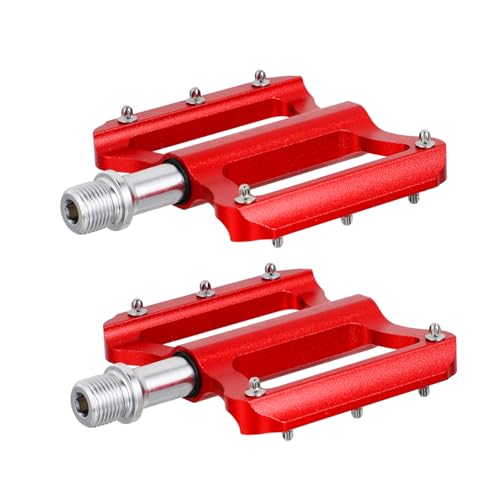 Pédales plates vélos antidérapantes STOBAZA à double roulement et plateforme en alu rouge solide