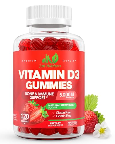 Vitamin D3 5000/10000 IU Gummies for Adults & Kids (120 Count)
