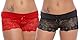 Orion Panty Set - ouvert Reizwäsche für Frauen im Set, Dessous-Höschen aus Spitze mit Öffnung im Schritt, Panty-Slip mit Stretch-Spitze, Schwarz/Rot, S/M