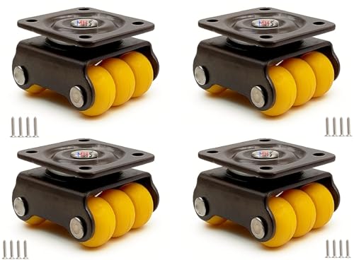 Image of MHS Heavy Duty Revolving Caster Wheels - 360 Rotating Sixer Castor Wheels with Roller | 4pcs with Screws in 1 Set | for Trolley, Furniture, Table, Bed | Made in India. (110 KG Load Capacity, 1, Set)