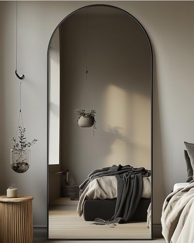 Suidia Arched Full Length Mirror, 71"x28" Floor Mirror Freestanding, Floor Standing Full Body Mirror with Stand for Bedroom, Hanging Mounted for Living Room Cloakroom, Black