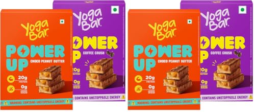 Image of Yogabar Power Up 20g Protein Bar (5 x Choco Peanut Butter Bars, 5 x Coffee Rush Bars) | No Added Sugar Protein Bars | Premium High Protein Blend - Concentrate, Peanuts & Soy | Healthy Protein
