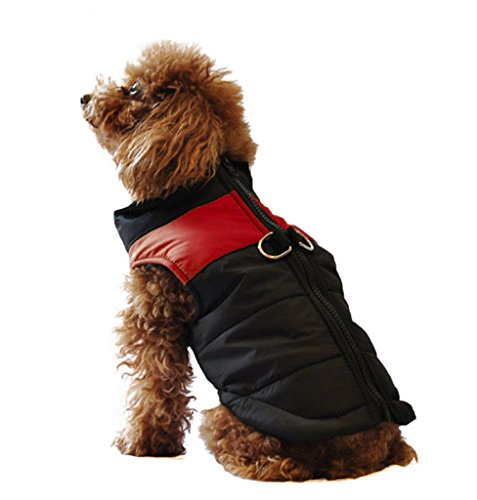 ubest Hundemantel wasserdichte Winterjacke mit D-Ring Warm Regenmantel gepolstert Puffer Weste, 20"/51cm Rot, 5XL Cover