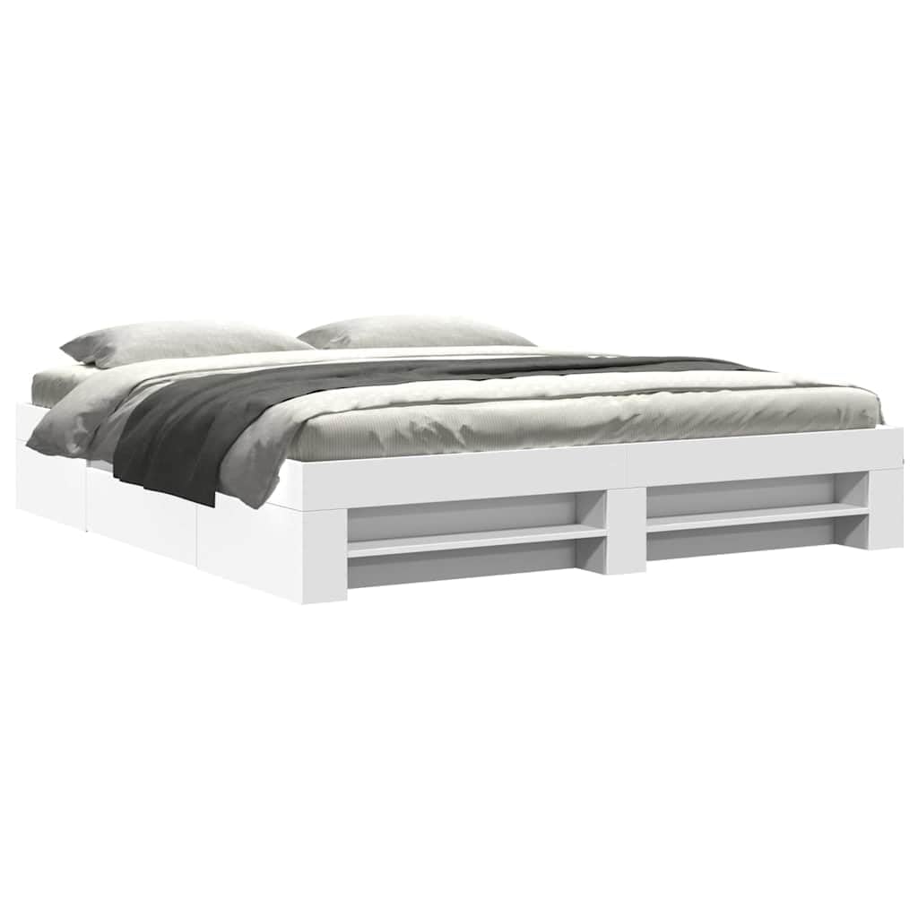 Legno Multistrato con Base a Doghe Contenitore Bianco 200x200 cm
