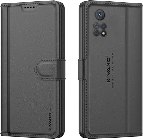 Image of KIVANO LUXE Compatible for Redmi Note 11 Pro /Redmi Note 11 Pro Plus 5G Luxury Handmade Leather Magnetic Flip Folio Case | Card Holder & Kickstand | Slim Protective Cover | Unisex - Black